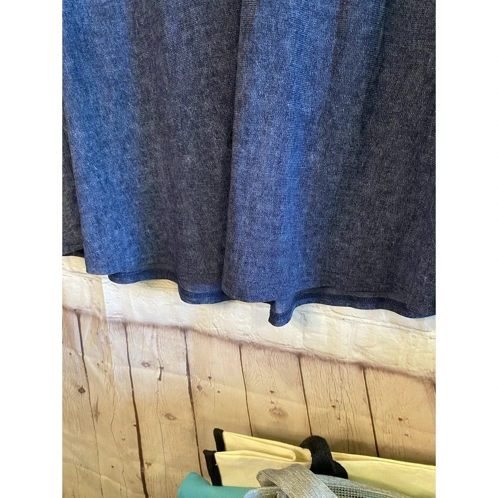 Women's Denim Look Sheer Blue‎ With Pockets Top Size 3XL